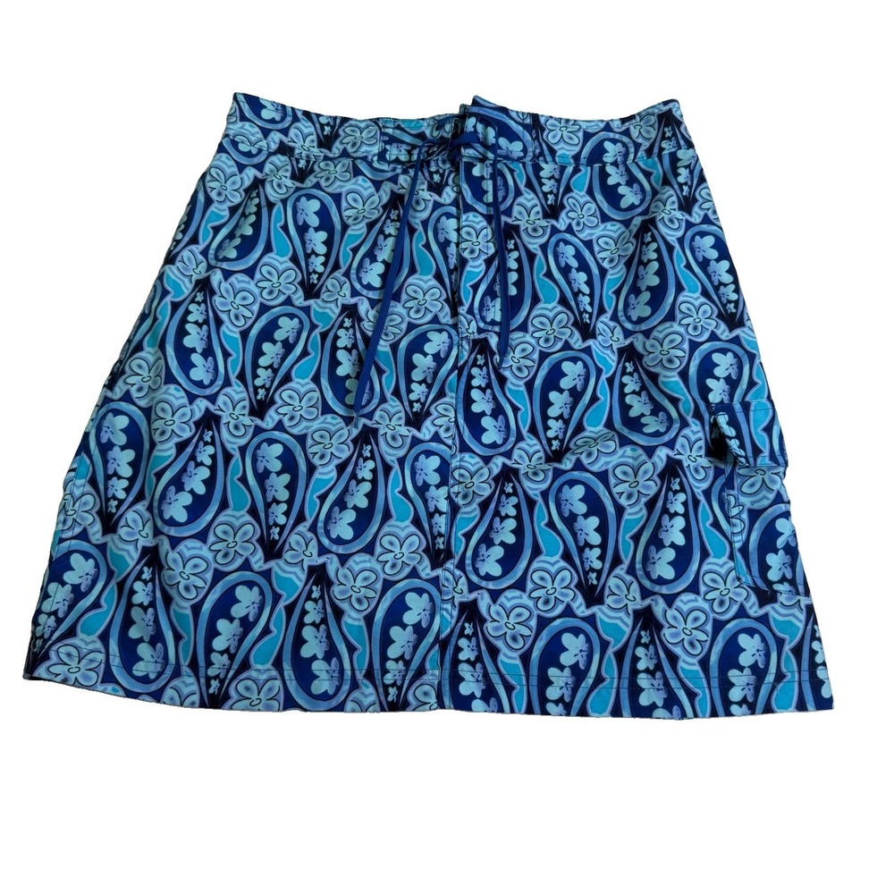Catalina Swim Board Skirt Womens M 8/10 Blue Excellent‎ Paisley Floral CAS14151